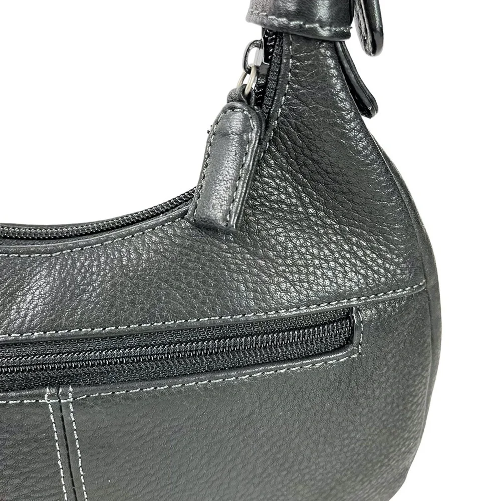 Tignanello Black Genuine Leather Hobo Handbag Shoulder Bag Purse Tote Satchel